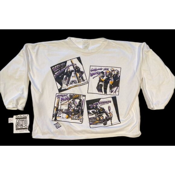 VTG 80s Alto Ego white french terry top tee shirt new wave retro street wear OS - Picture 2 of 15